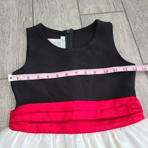 Bonnie Jean Girls Holiday Dress Black White & Red Embroidered Size 10 - Picture 9 of 13